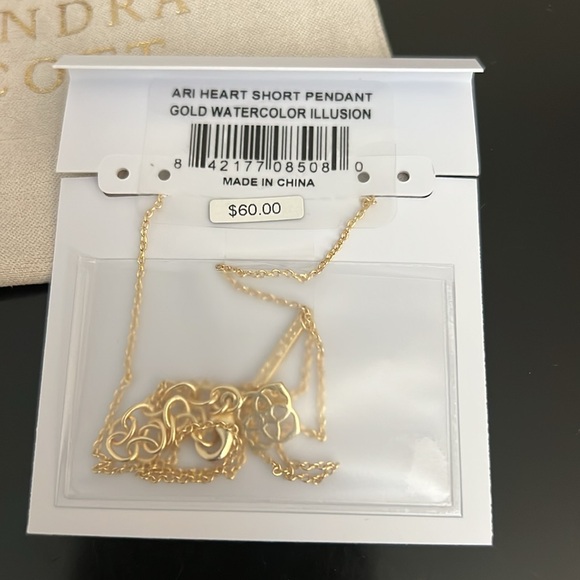 Kendra Scott pink/blue heart necklace, gold with pouch. New! - Picture 3 of 3